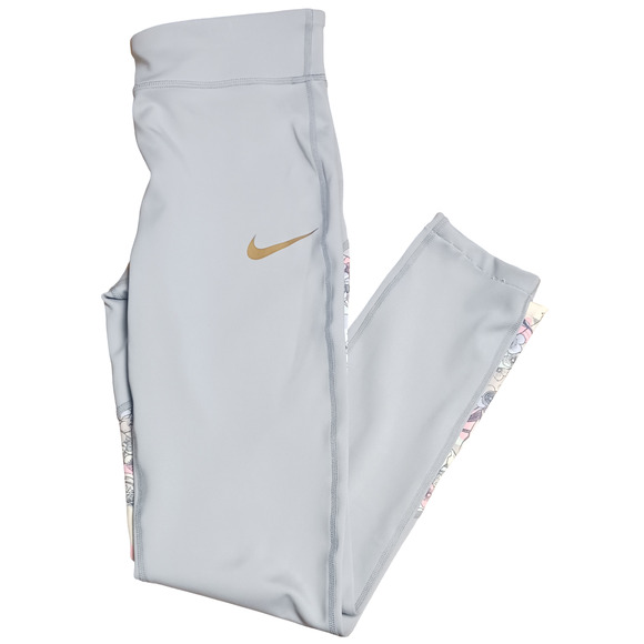 Nike Girls One TGT Energy Leggings XL Gray Floral Print Dri-FIT Training Pants - Picture 13 of 16